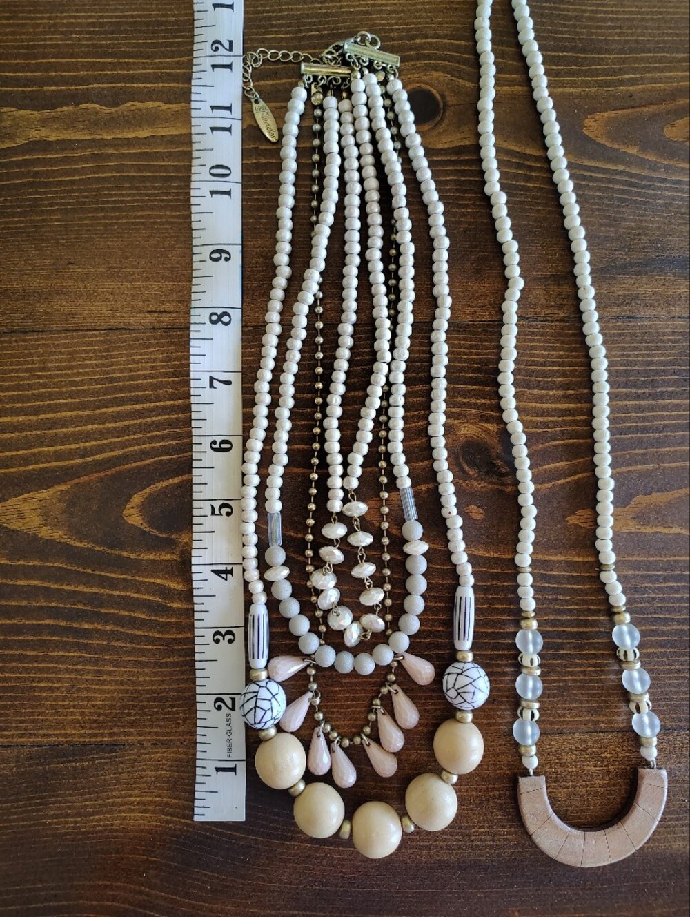Plunder Bundle Of 2 Beige Multi-Strand Statement Necklaces - Picture 3 of 9